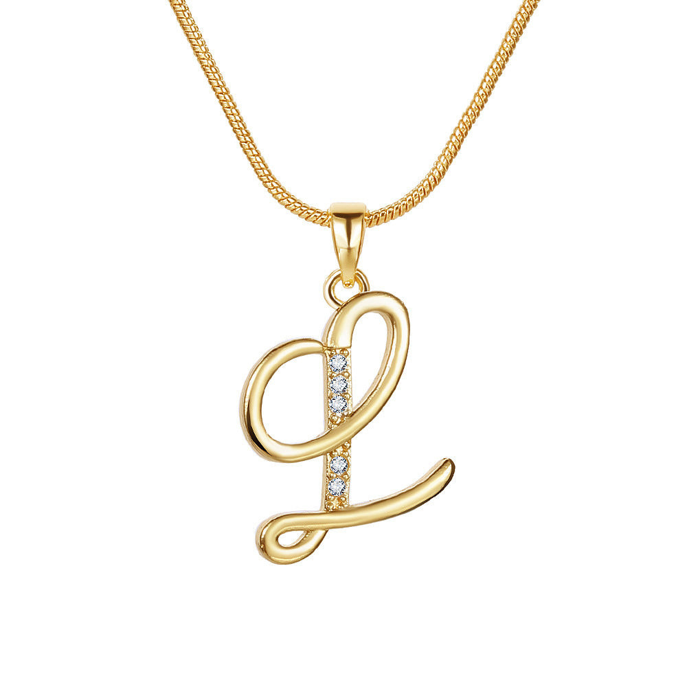 Crystal Elegant Flat Letter Necklace – Personalized Jewelry