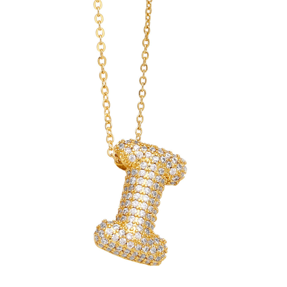 Crystal Fashion Bubble Letter Necklace