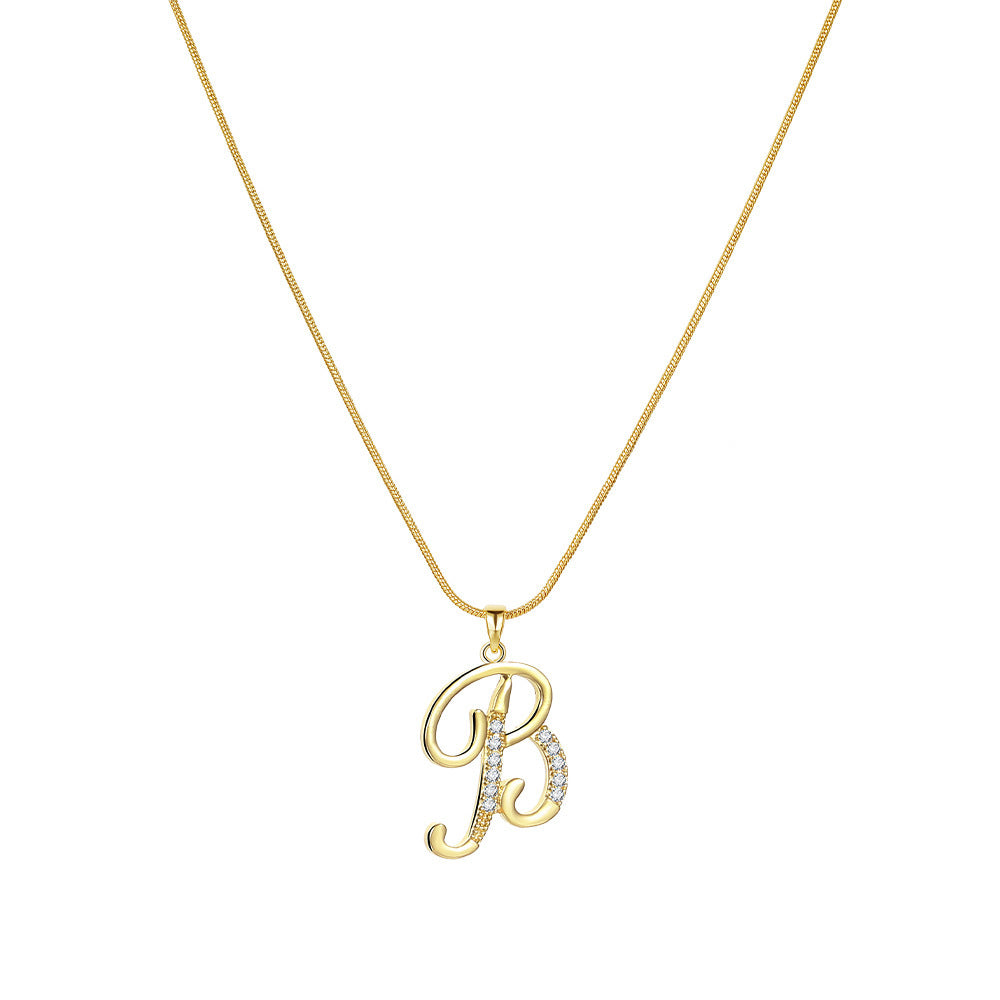Crystal Elegant Flat Letter Necklace – Personalized Jewelry