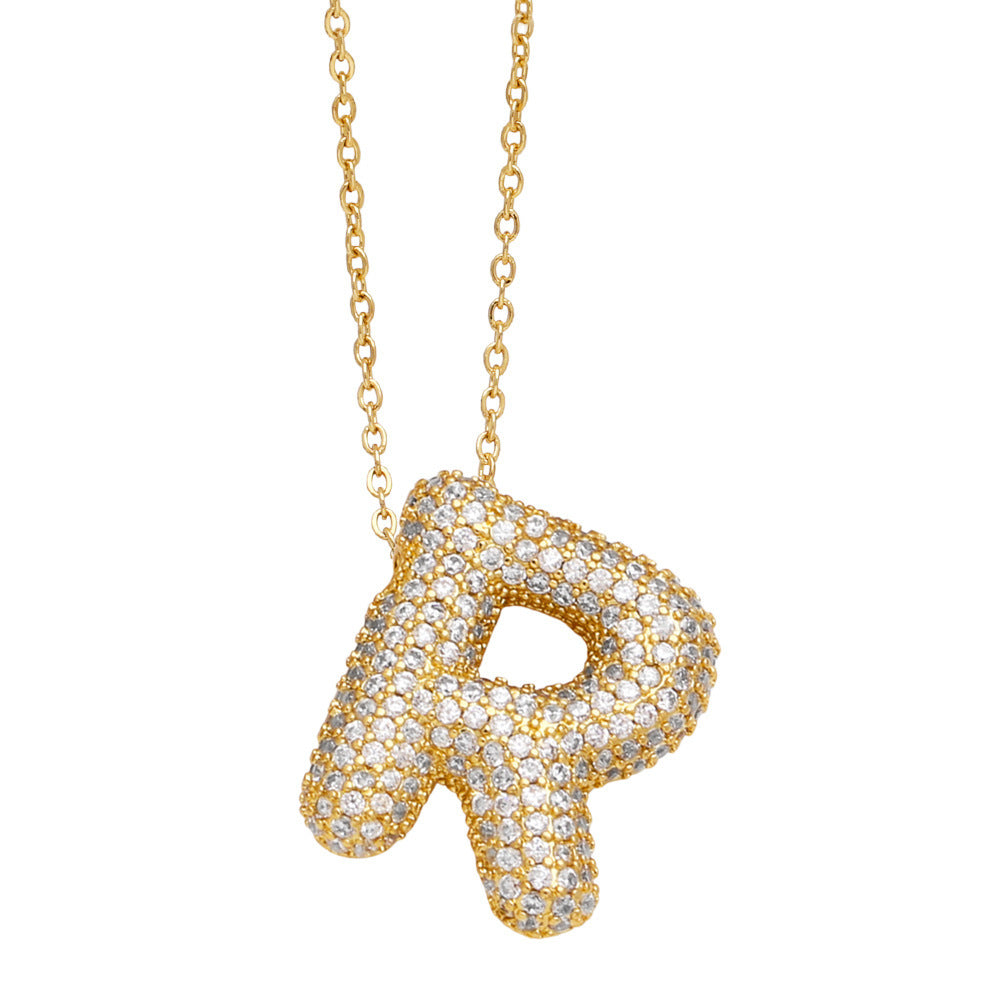 Crystal Fashion Bubble Letter Necklace