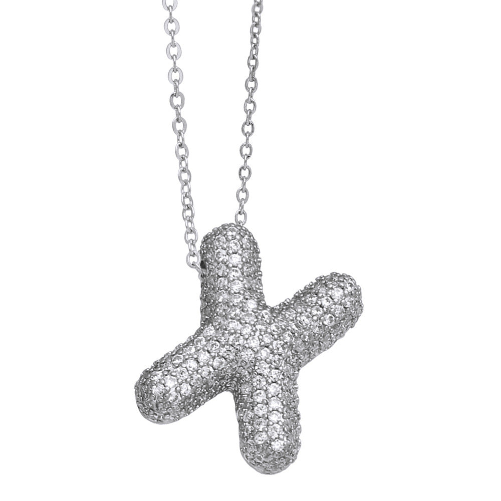 Crystal Fashion Bubble Letter Necklace