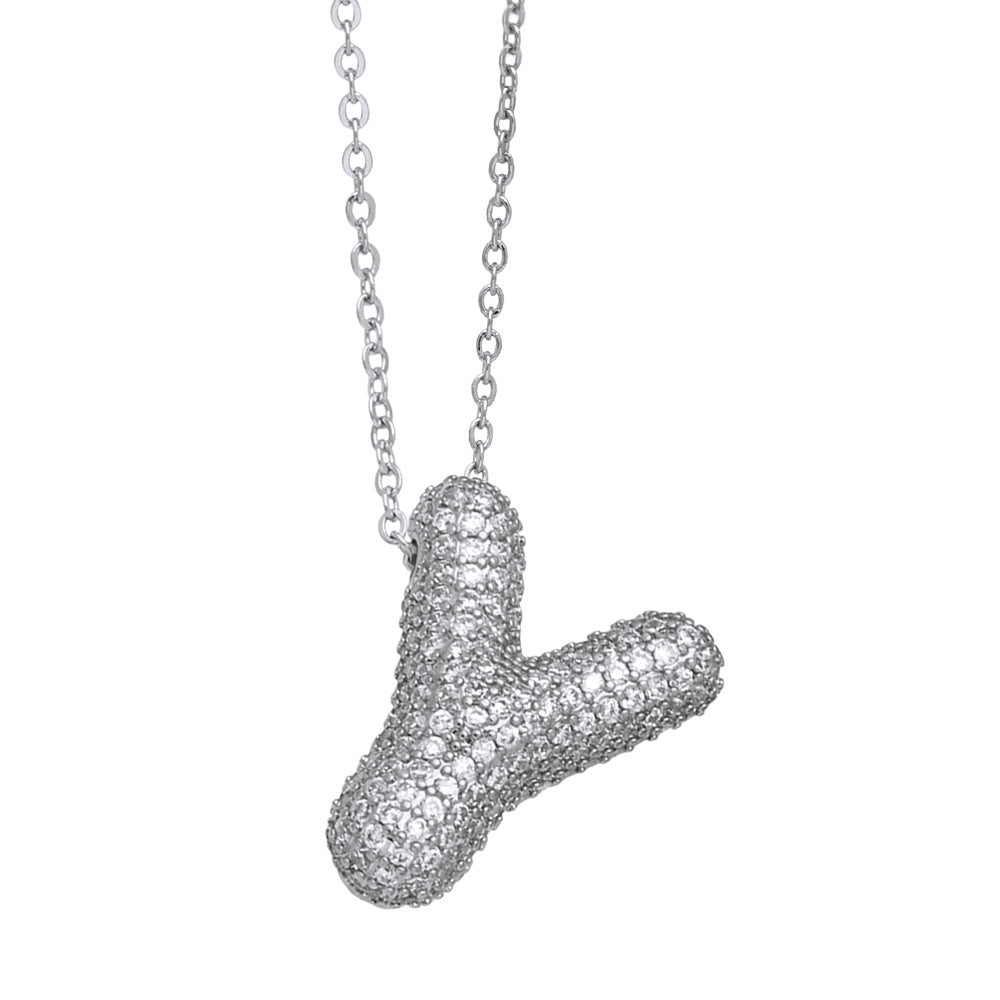 Crystal Fashion Bubble Letter Necklace