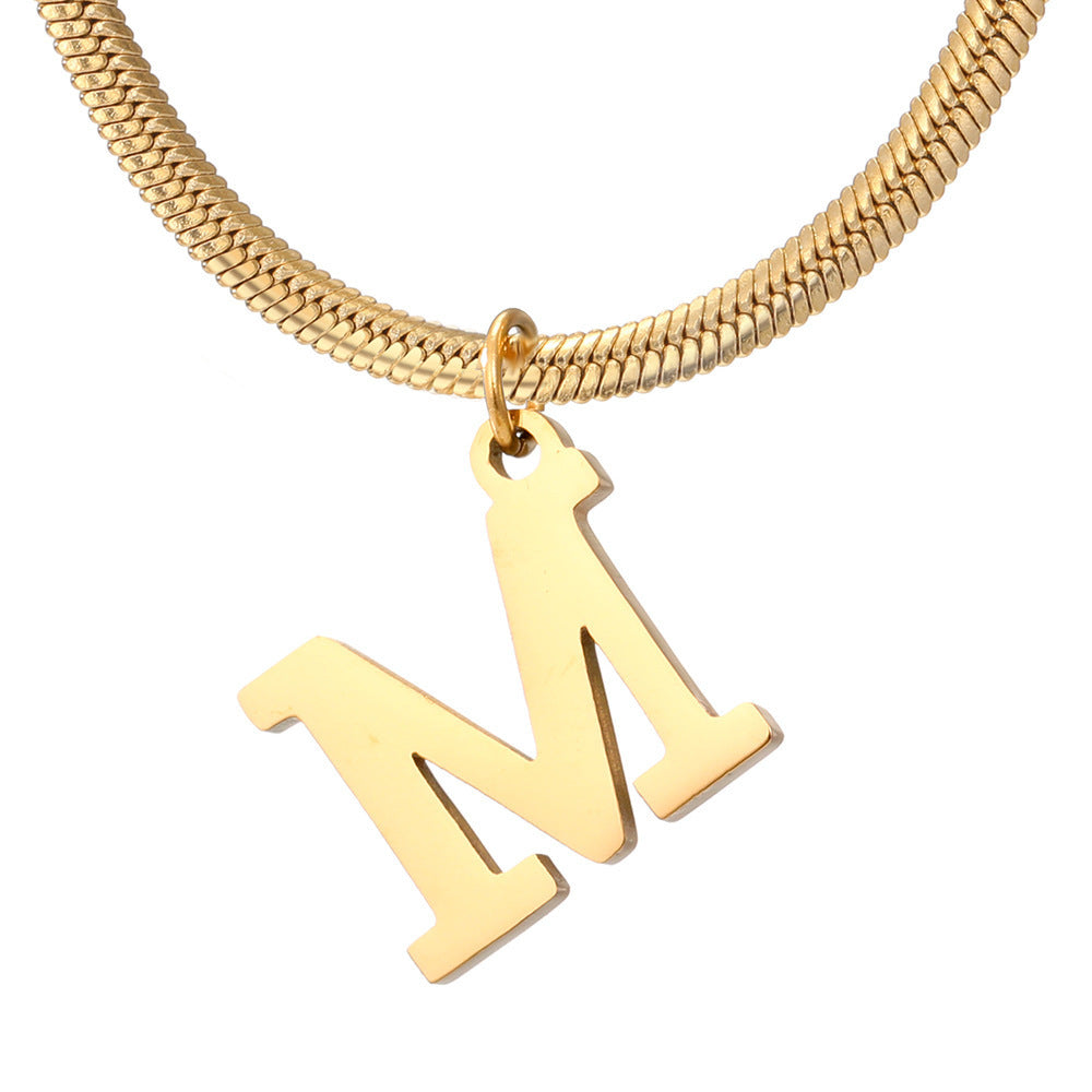 Classic Gold Flat Letter Necklace – Timeless Personalized Jewelry