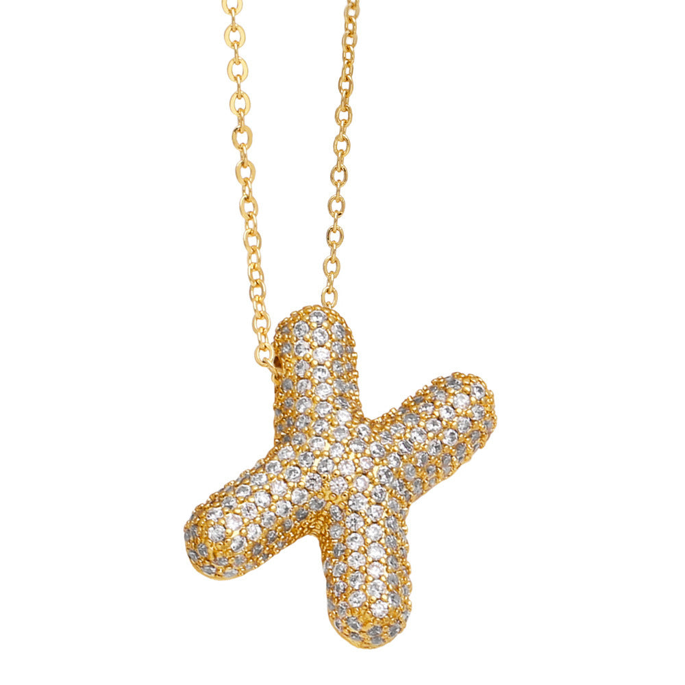 Crystal Fashion Bubble Letter Necklace