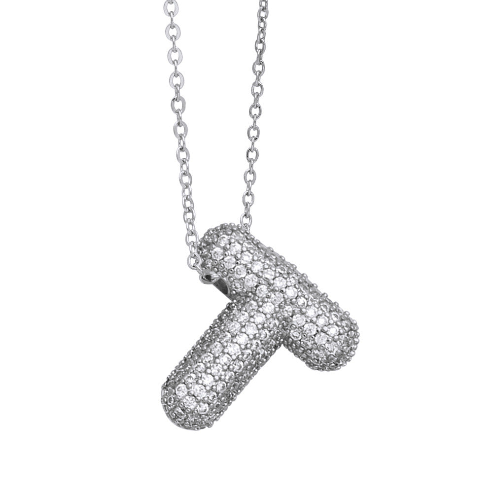 Crystal Fashion Bubble Letter Necklace