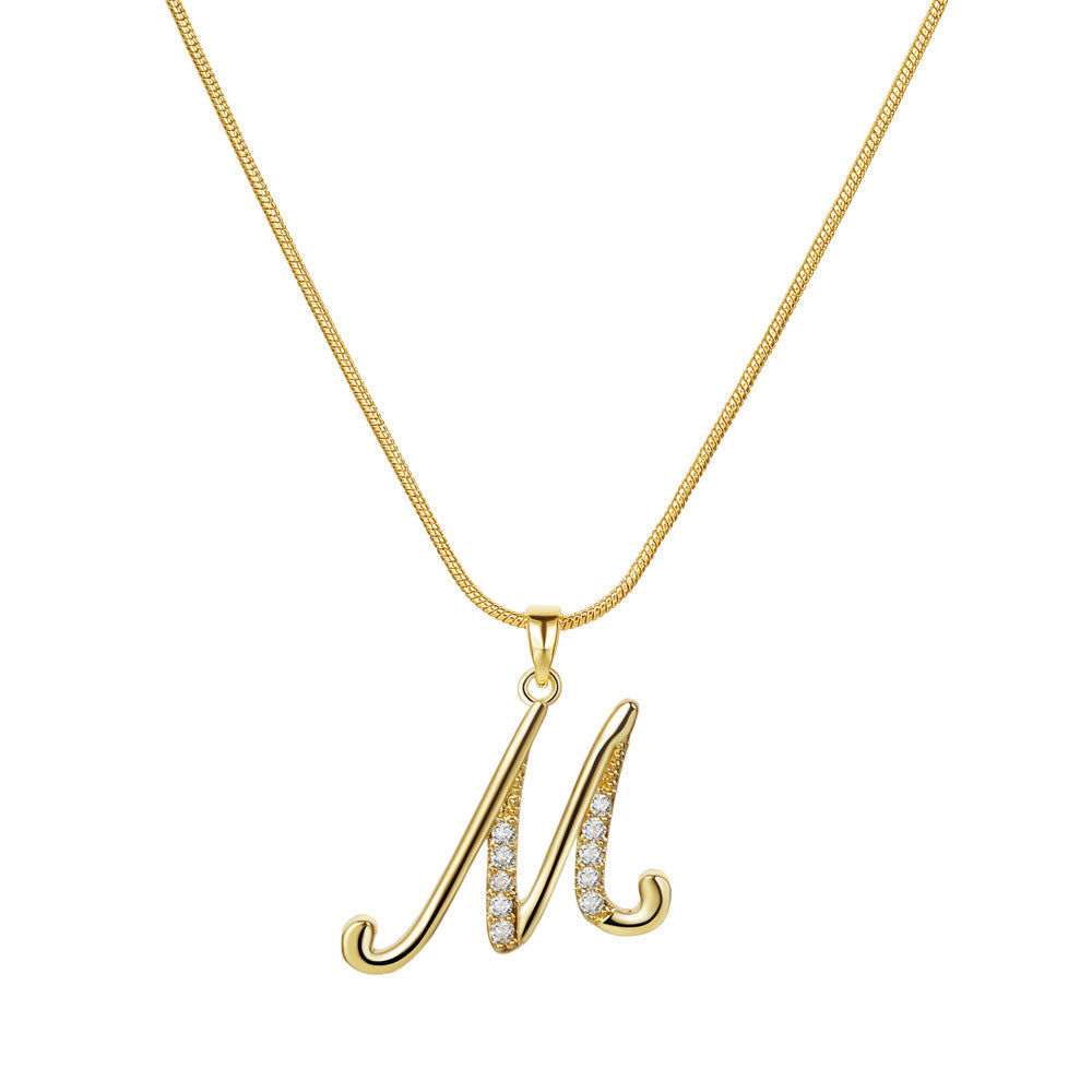 Crystal Elegant Flat Letter Necklace – Personalized Jewelry