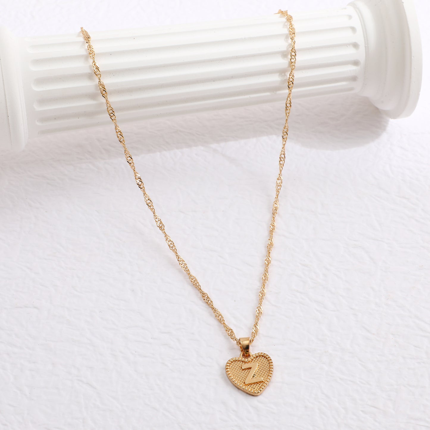 Delicate Dot Heart Initial Necklace