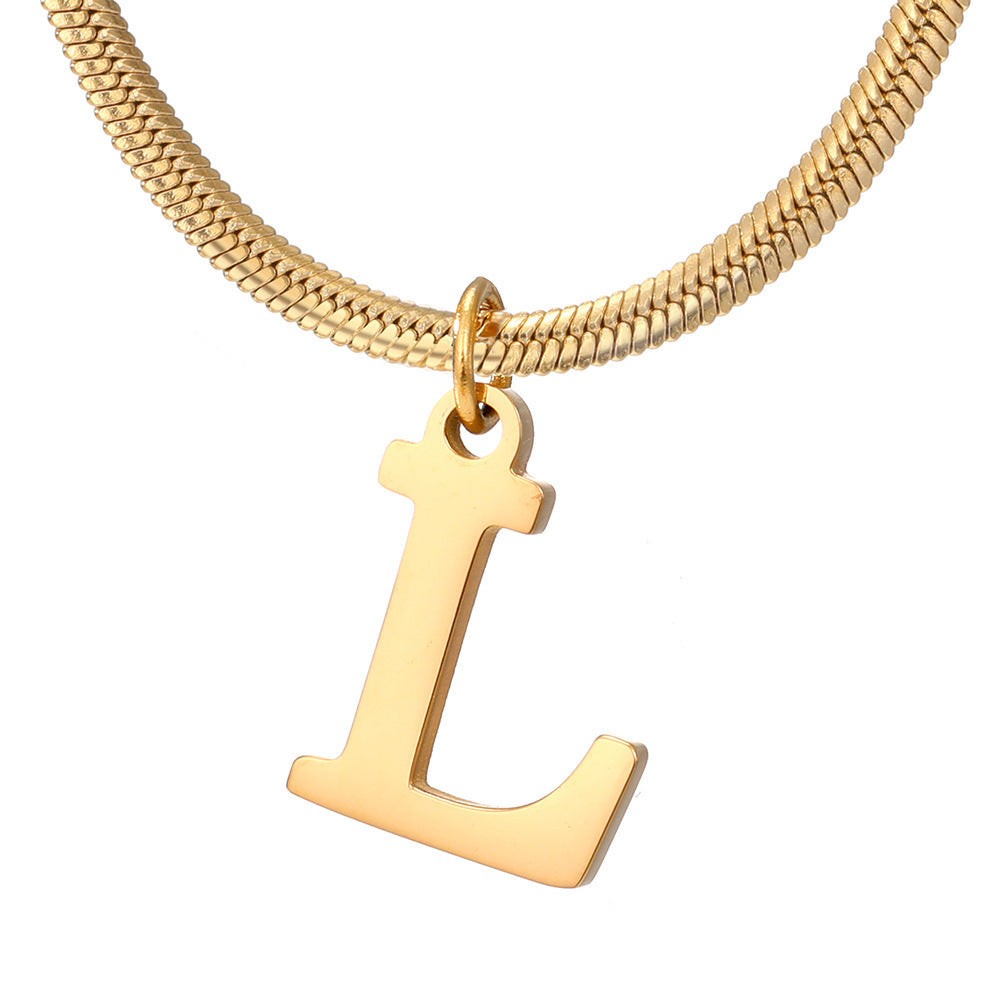 Classic Gold Flat Letter Necklace – Timeless Personalized Jewelry