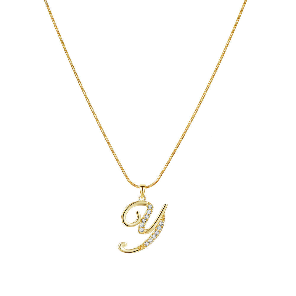 Crystal Elegant Flat Letter Necklace – Personalized Jewelry