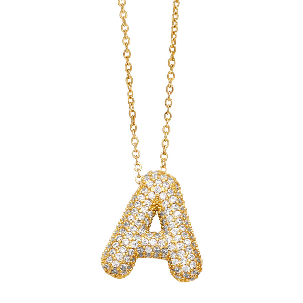 Crystal Fashion Bubble Letter Necklace