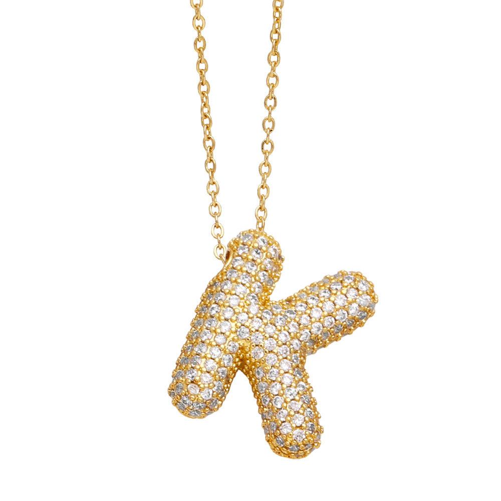 Crystal Fashion Bubble Letter Necklace