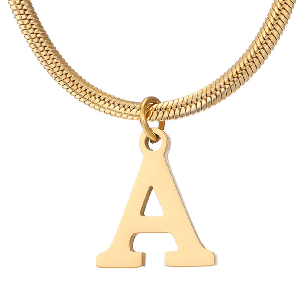 Classic Gold Flat Letter Necklace – Timeless Personalized Jewelry
