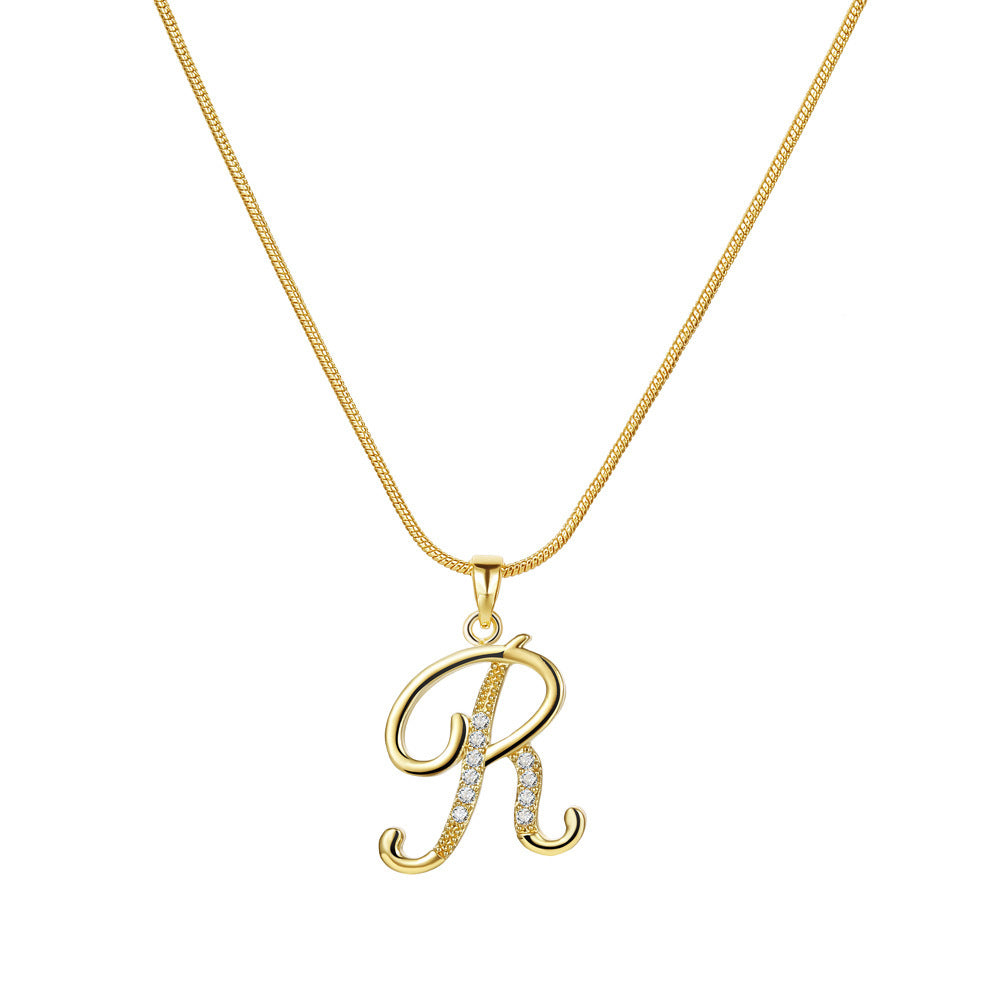 Crystal Elegant Flat Letter Necklace – Personalized Jewelry