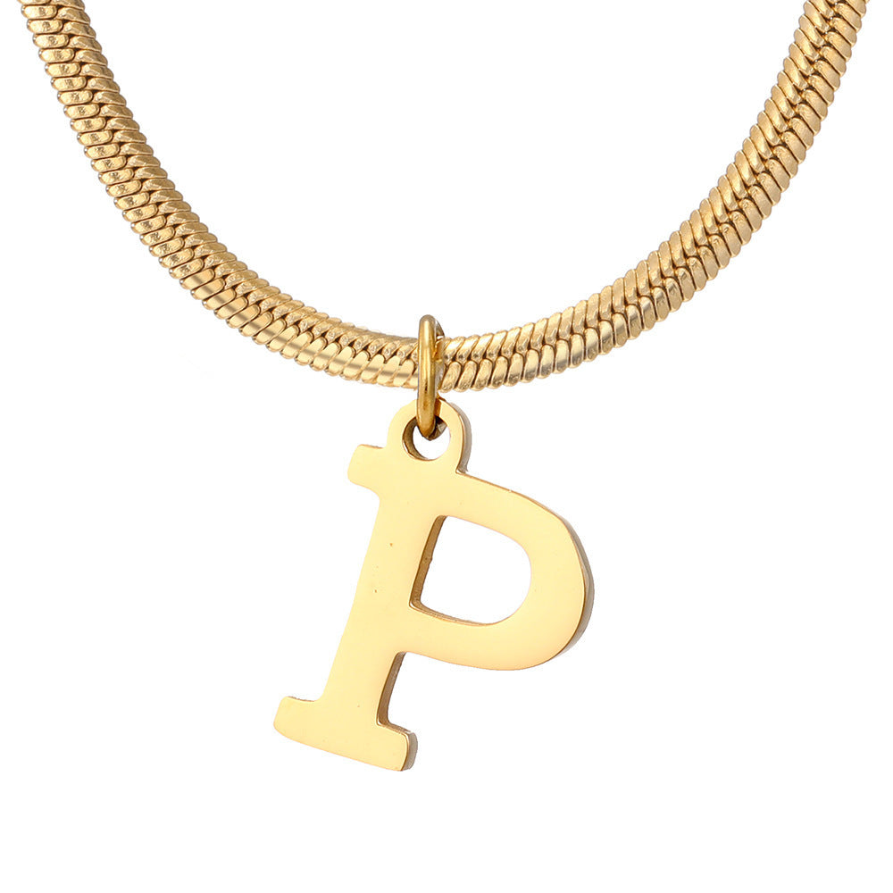Classic Gold Flat Letter Necklace – Timeless Personalized Jewelry