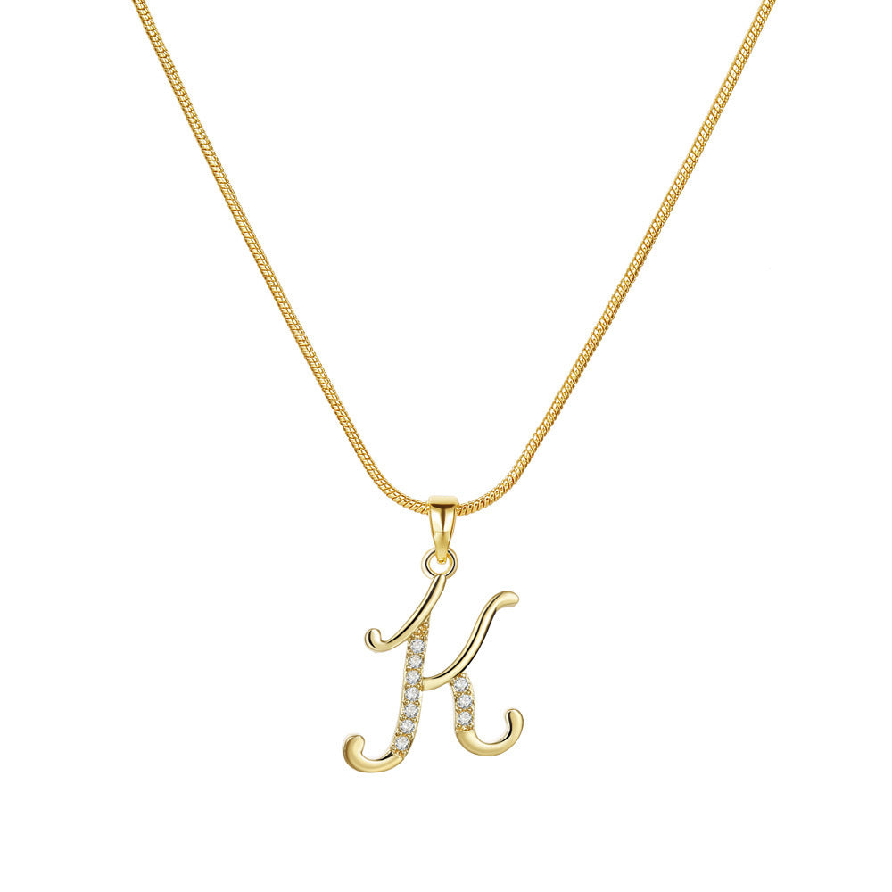 Crystal Elegant Flat Letter Necklace – Personalized Jewelry