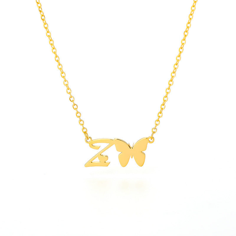 Butterfly Kiss Initial Necklace