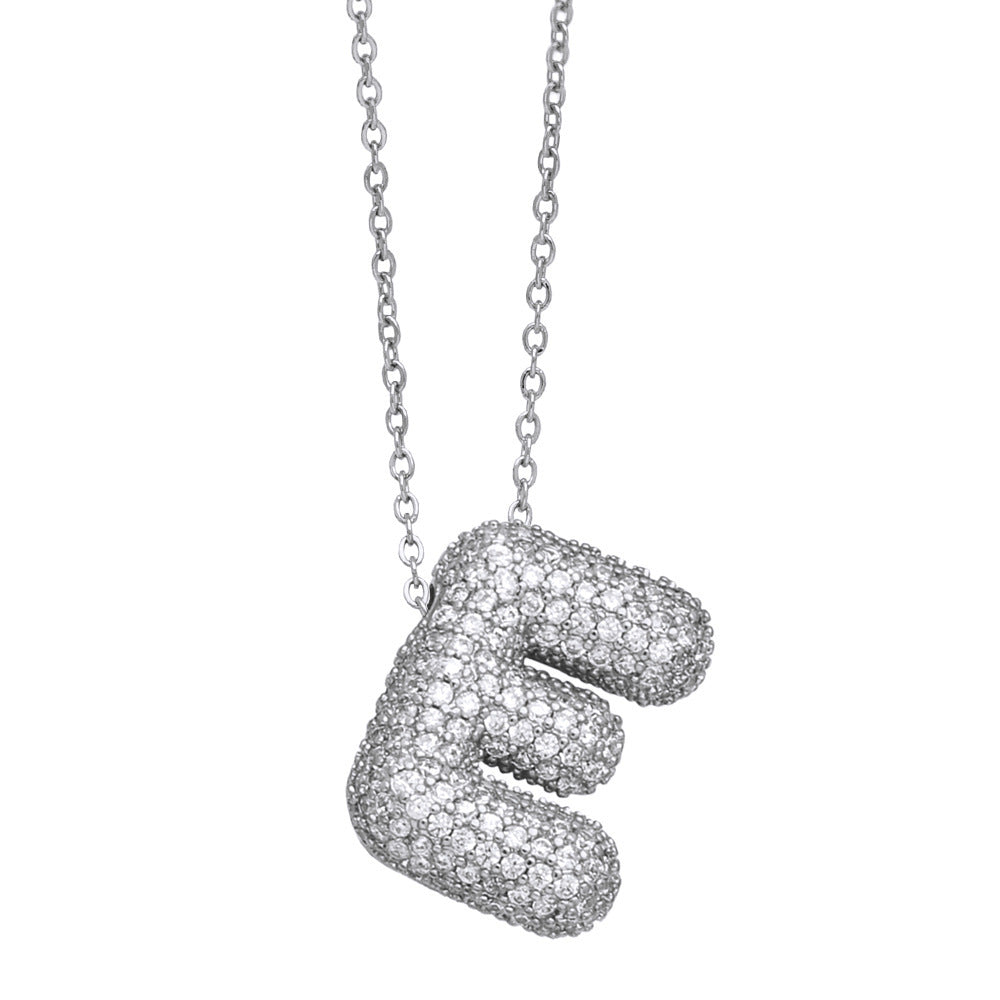 Crystal Fashion Bubble Letter Necklace