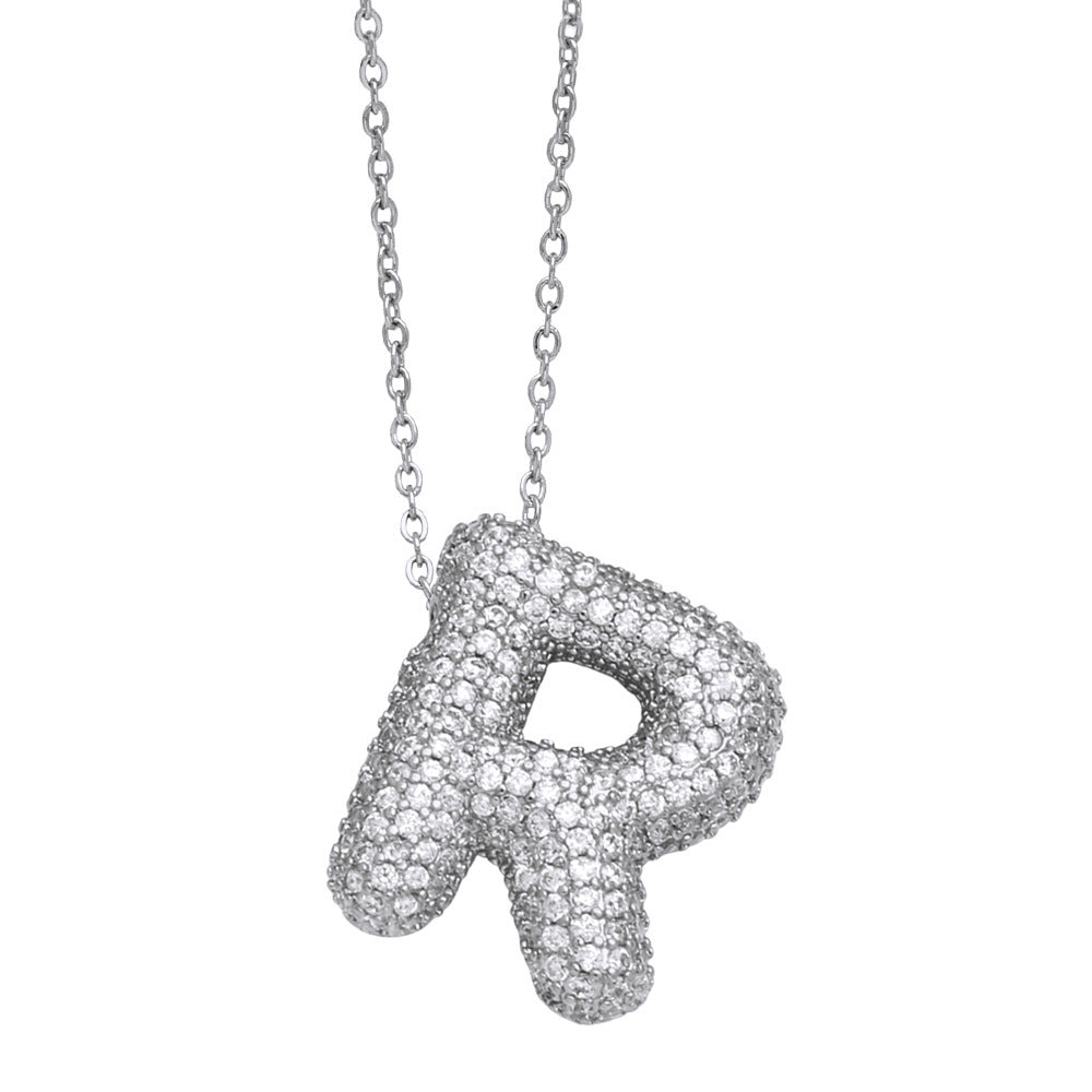 Crystal Fashion Bubble Letter Necklace