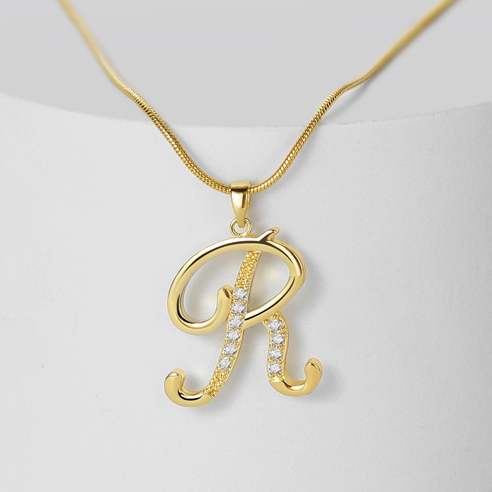 Crystal Elegant Flat Letter Necklace – Personalized Jewelry