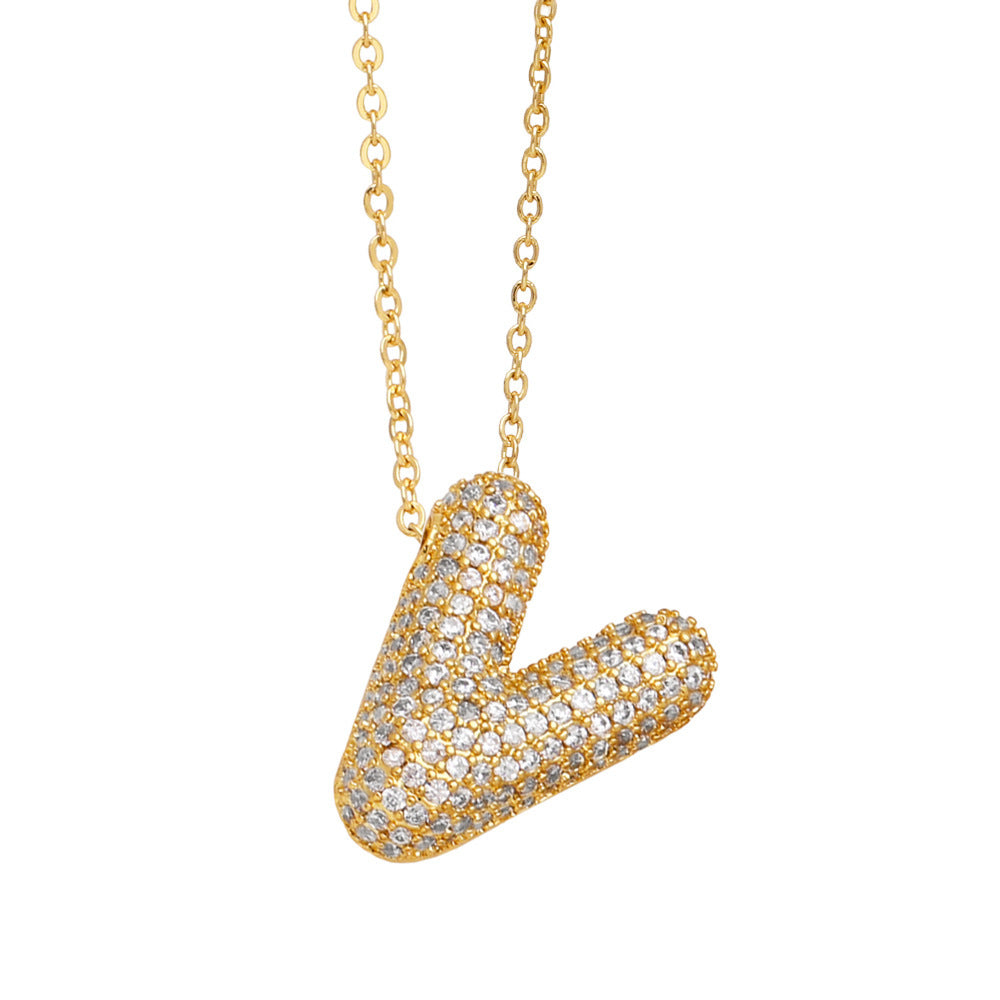Crystal Fashion Bubble Letter Necklace