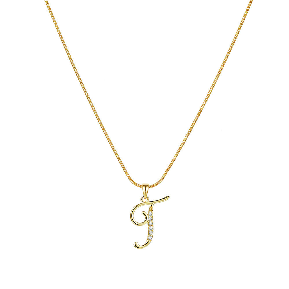 Crystal Elegant Flat Letter Necklace – Personalized Jewelry