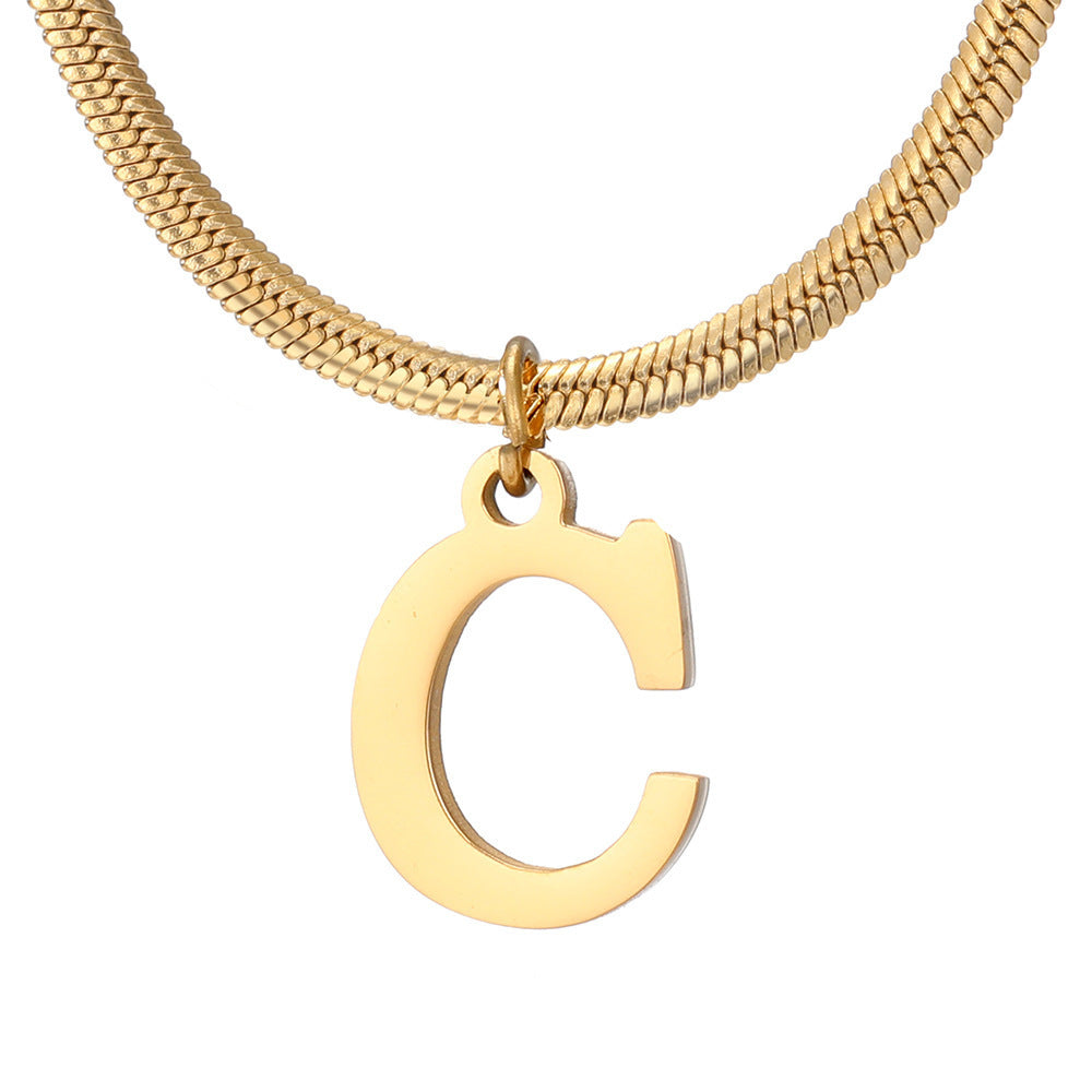 Classic Gold Flat Letter Necklace – Timeless Personalized Jewelry