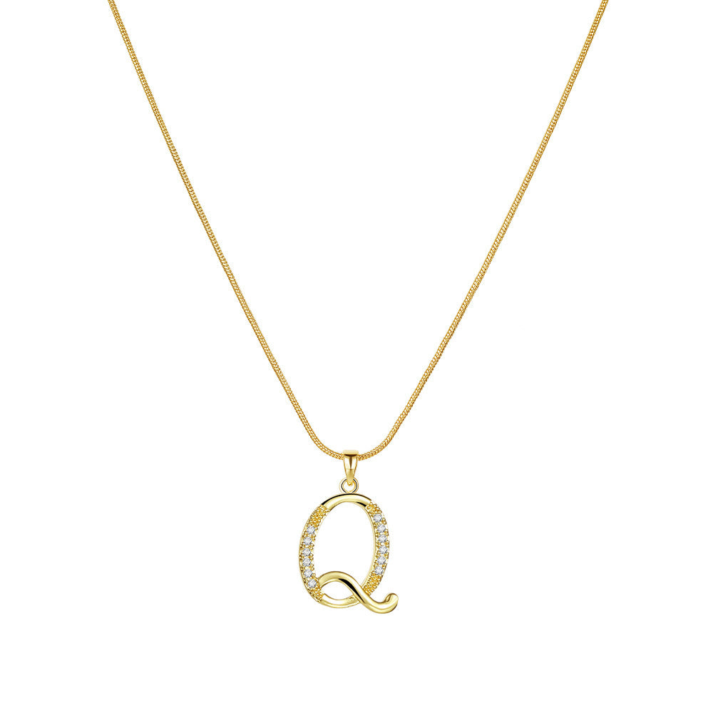 Crystal Elegant Flat Letter Necklace – Personalized Jewelry