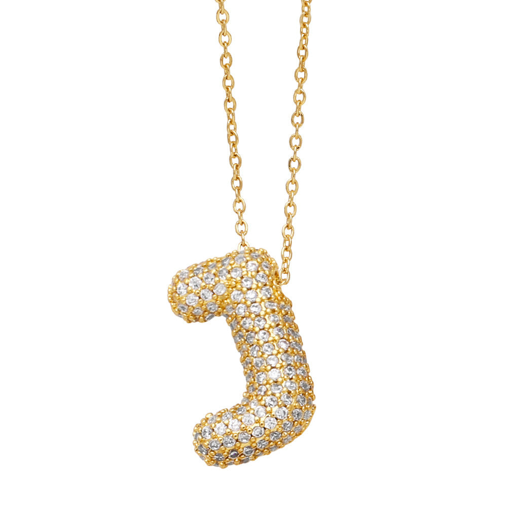 Crystal Fashion Bubble Letter Necklace