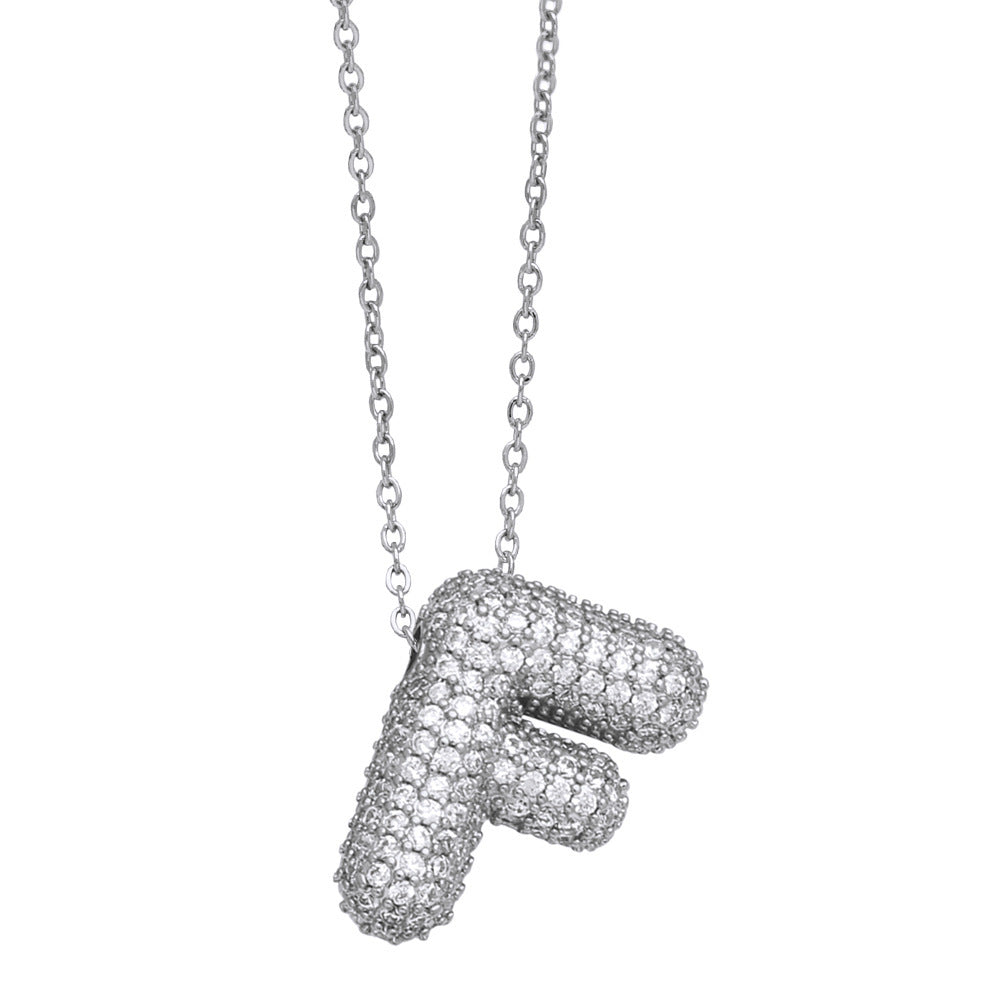 Crystal Fashion Bubble Letter Necklace