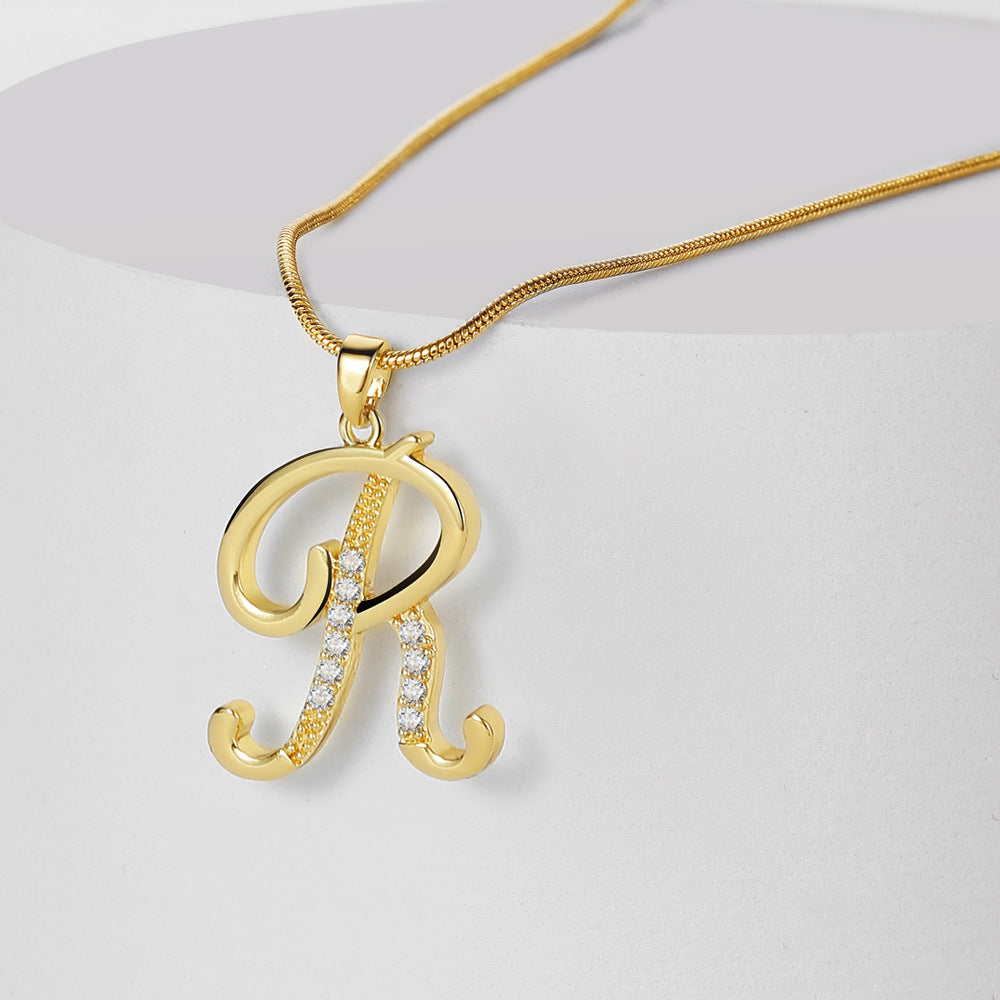 Crystal Elegant Flat Letter Necklace – Personalized Jewelry