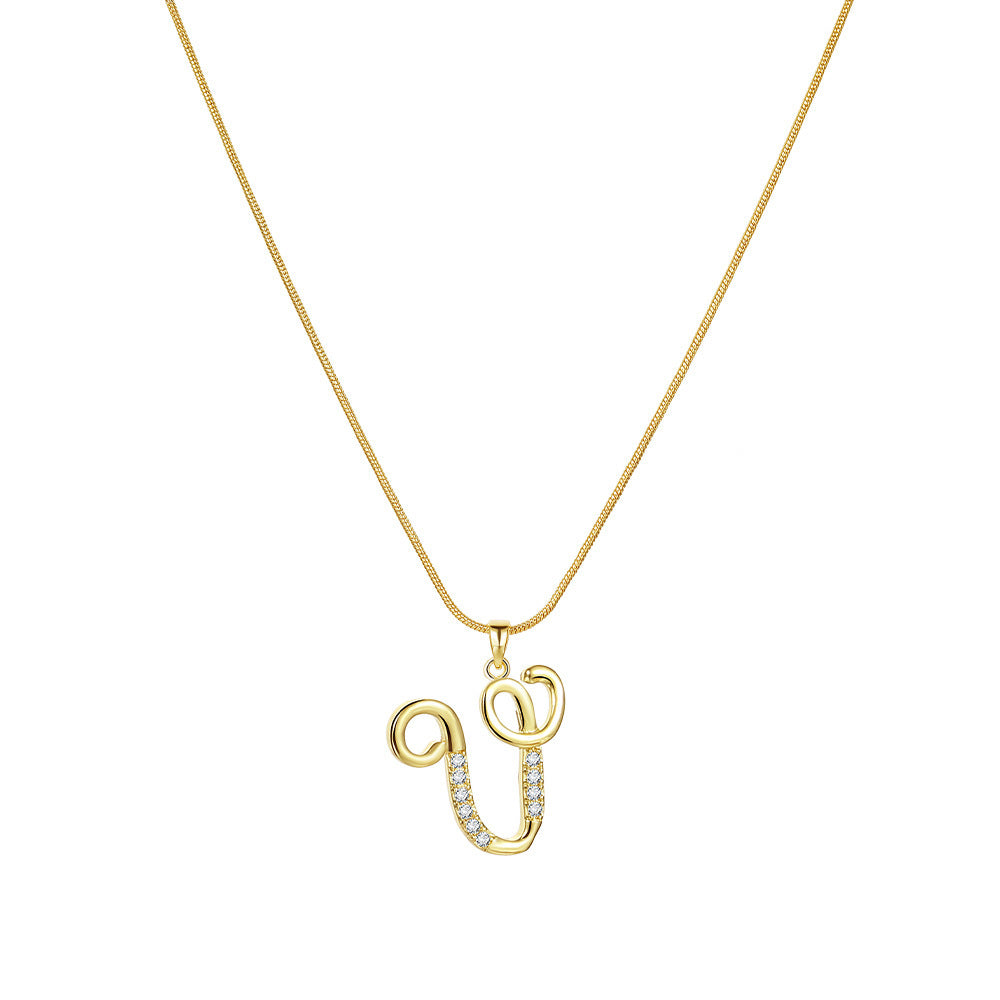 Crystal Elegant Flat Letter Necklace – Personalized Jewelry