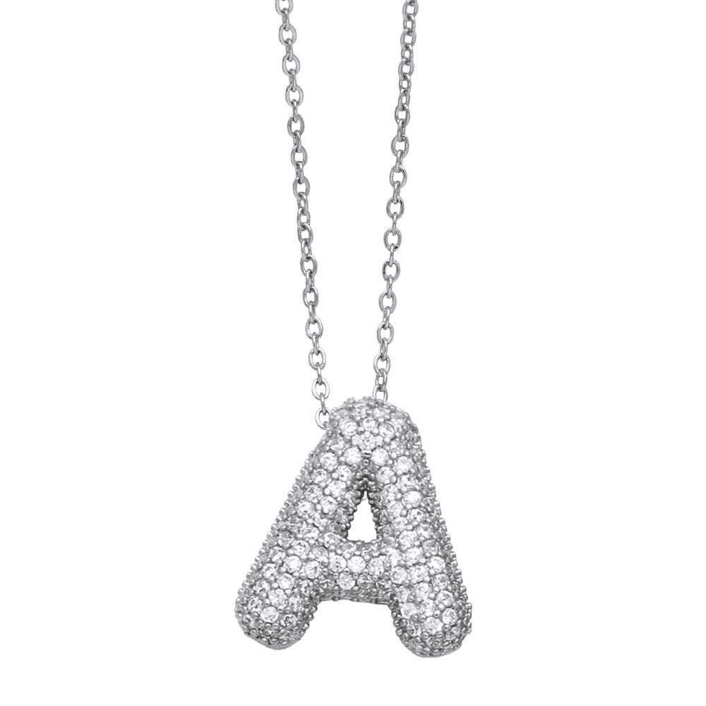 Crystal Fashion Bubble Letter Necklace