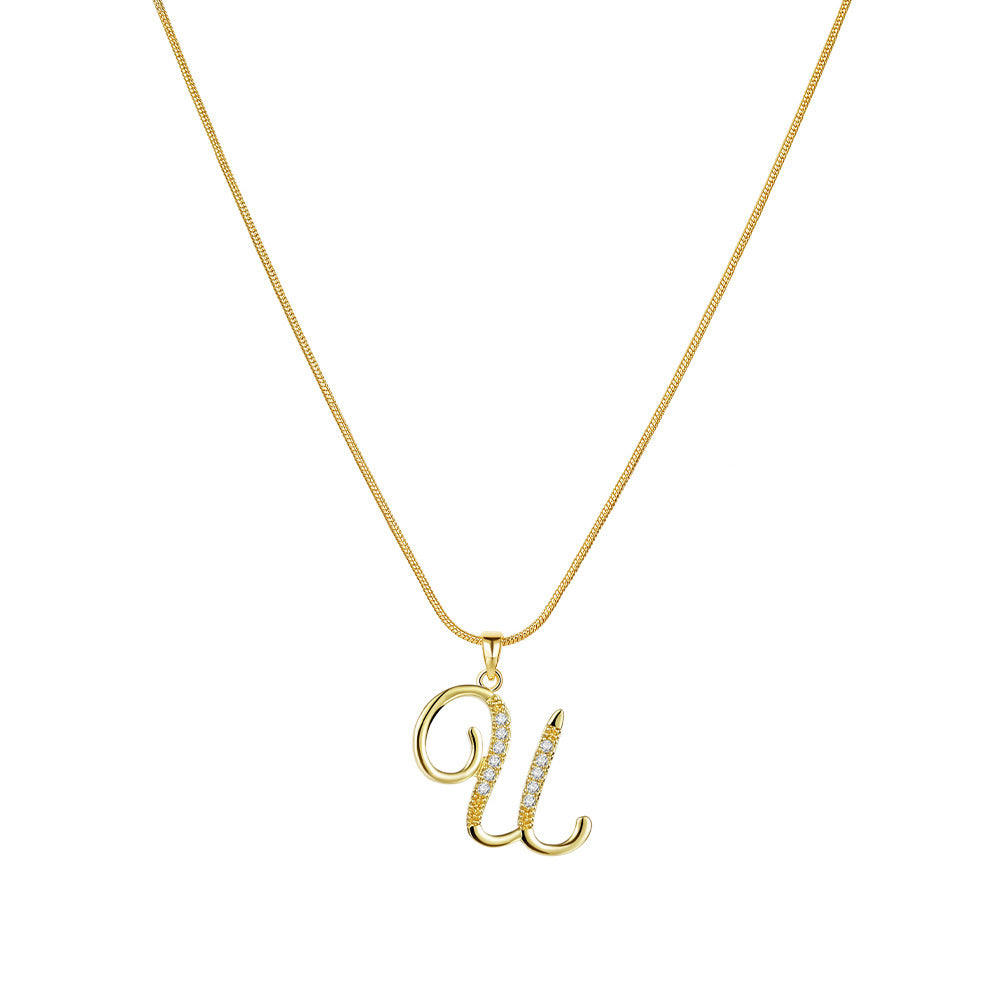 Crystal Elegant Flat Letter Necklace – Personalized Jewelry