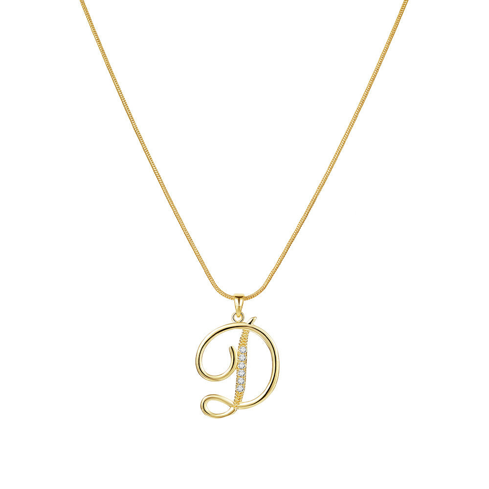 Crystal Elegant Flat Letter Necklace – Personalized Jewelry
