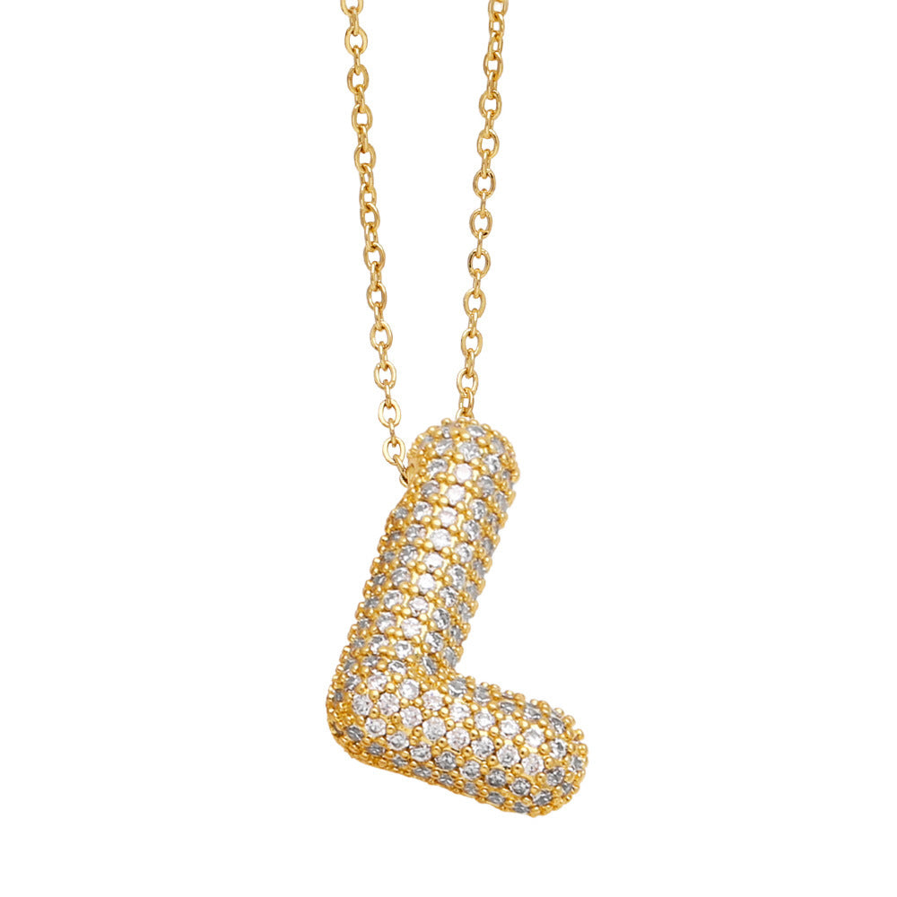 Crystal Fashion Bubble Letter Necklace