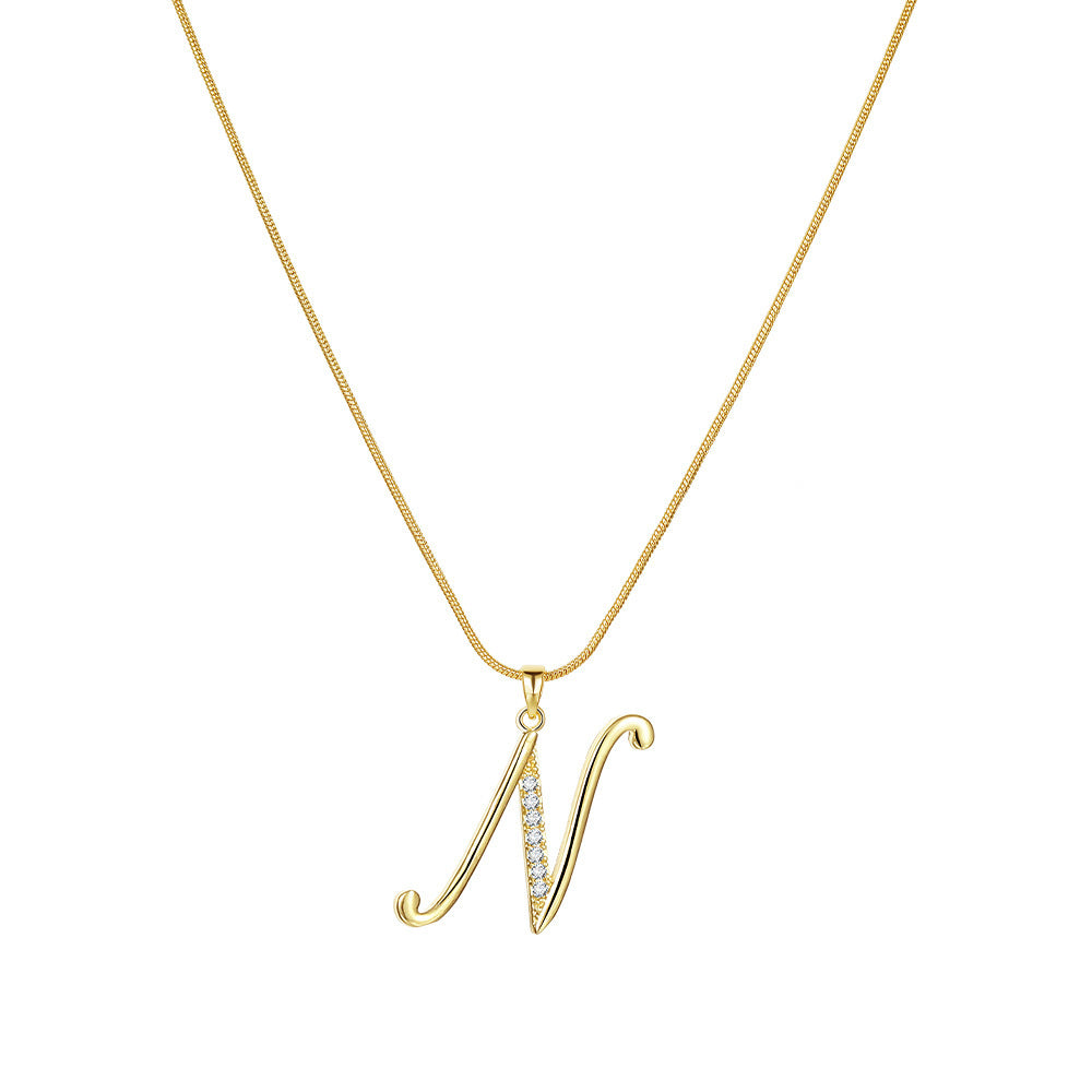 Crystal Elegant Flat Letter Necklace – Personalized Jewelry