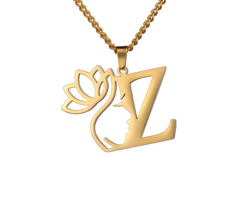 Lotus Bloom Letter Necklace