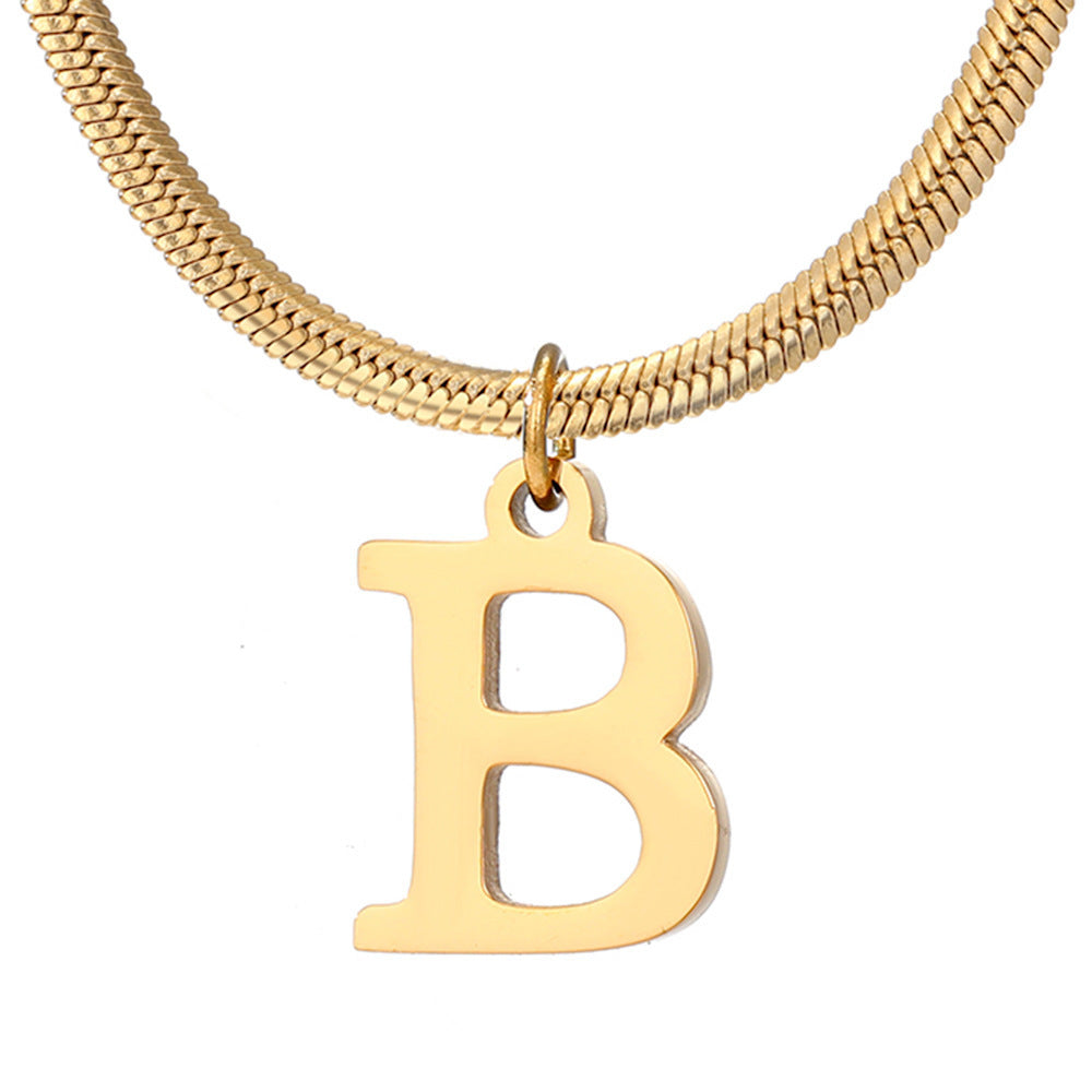 Classic Gold Flat Letter Necklace – Timeless Personalized Jewelry