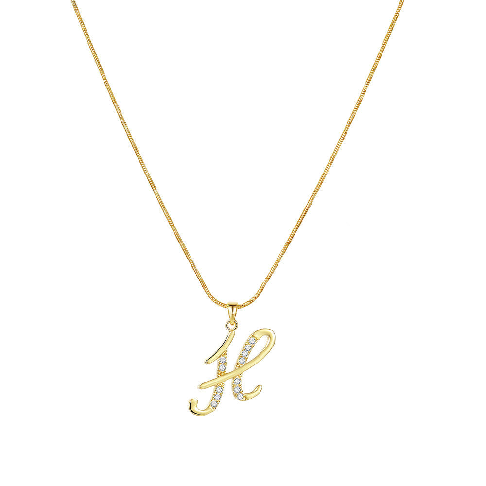 Crystal Elegant Flat Letter Necklace – Personalized Jewelry