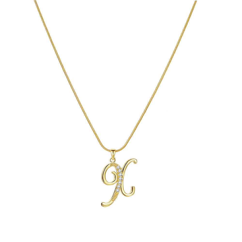 Crystal Elegant Flat Letter Necklace – Personalized Jewelry