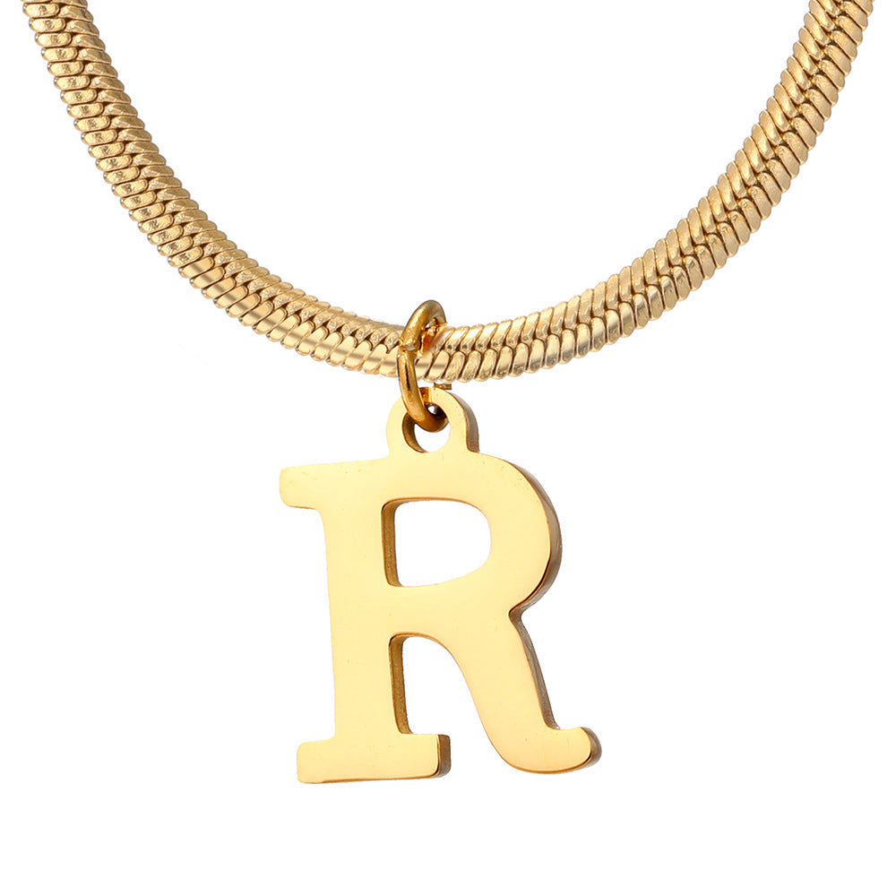 Classic Gold Flat Letter Necklace – Timeless Personalized Jewelry