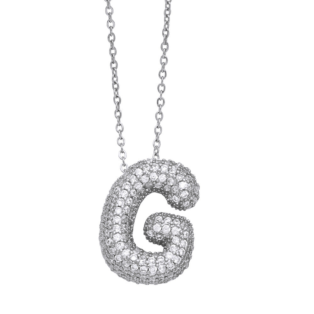 Crystal Fashion Bubble Letter Necklace