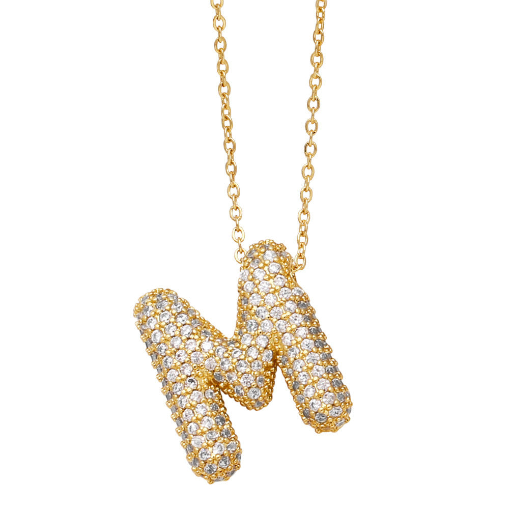 Crystal Fashion Bubble Letter Necklace