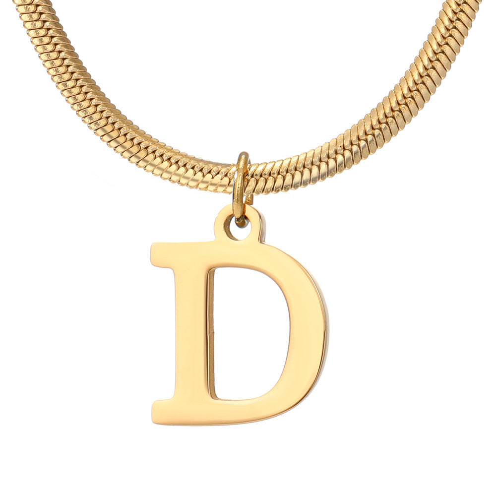 Classic Gold Flat Letter Necklace – Timeless Personalized Jewelry