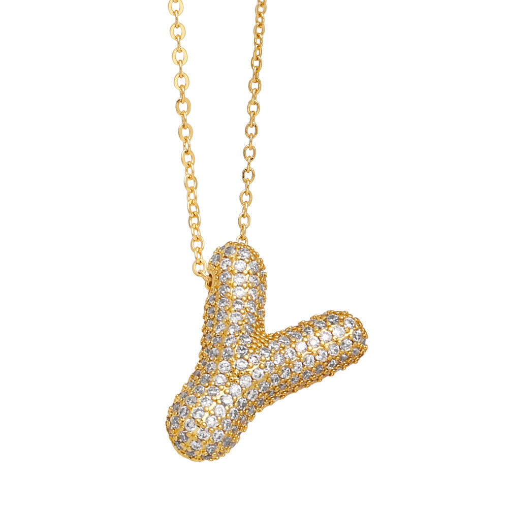 Crystal Fashion Bubble Letter Necklace