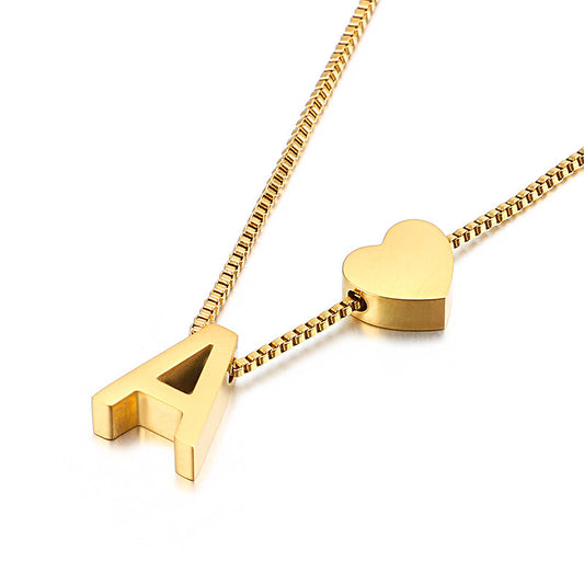 Modern Heart Letter Necklace