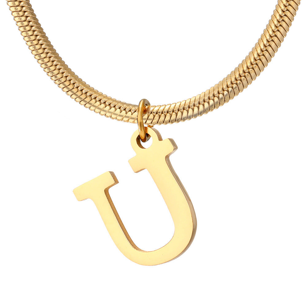 Classic Gold Flat Letter Necklace – Timeless Personalized Jewelry