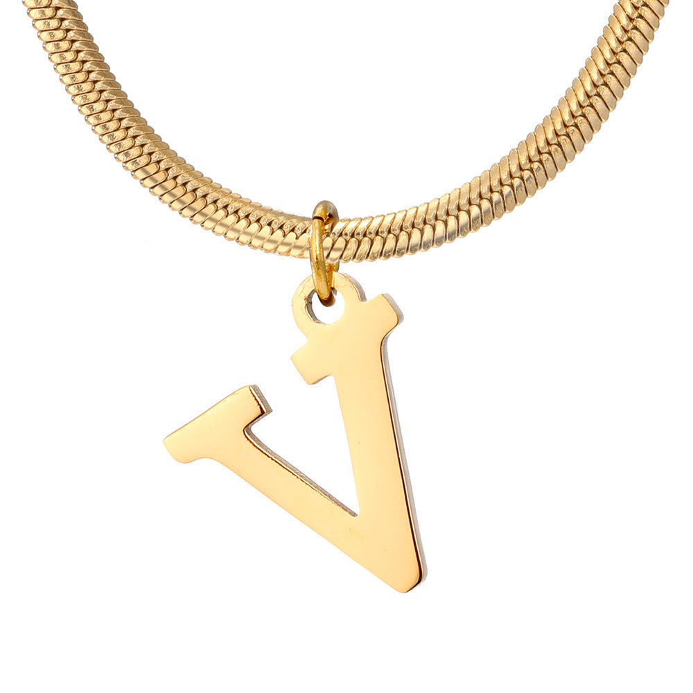 Classic Gold Flat Letter Necklace – Timeless Personalized Jewelry