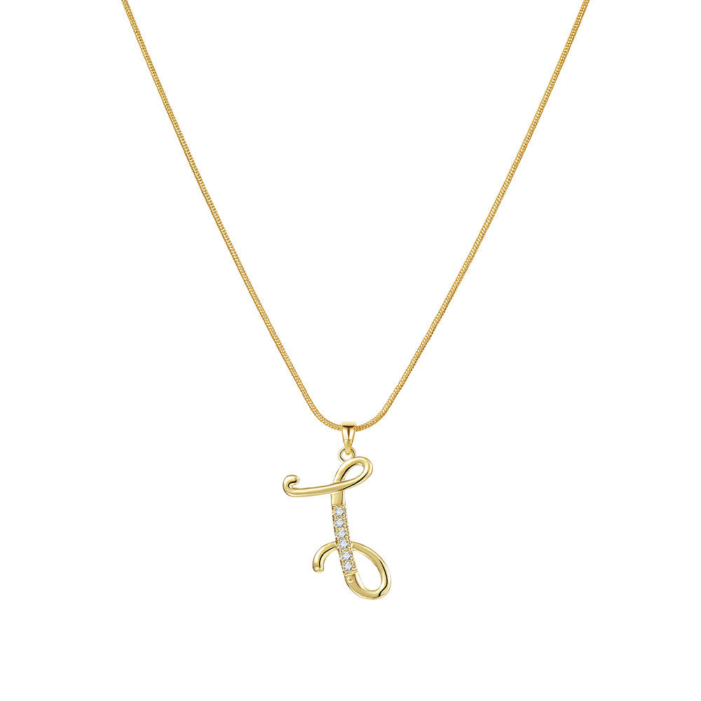 Crystal Elegant Flat Letter Necklace – Personalized Jewelry