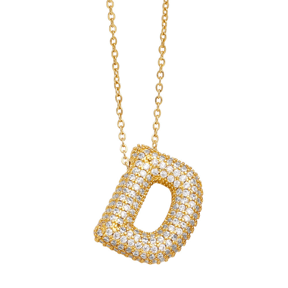 Crystal Fashion Bubble Letter Necklace